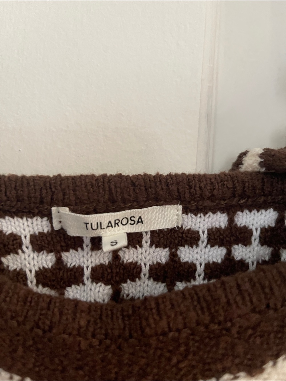 Tularosa Brown and Cream Houndstooth Knit Tank - Picture 2 of 4
